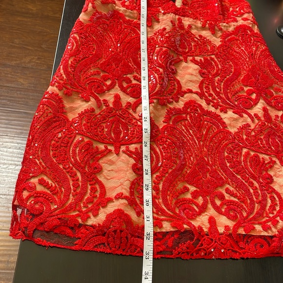 Free People Night Shimmer Red Sequin Lace Sheer Tank Mini Dress Size 6 NWT - Picture 12 of 15